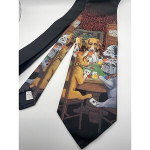 Vintage 1994 Ralph Marlin Dogs Playing Poker Tie Mens Novelty Red Black USA Made